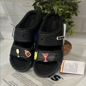 CROCS Black Slippers with Colorful Charms